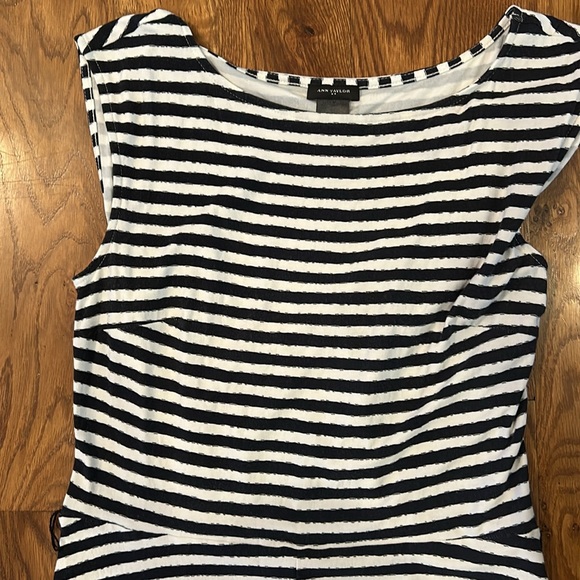 Ann Taylor Casual Navy Striped Dress | Size Small - Picture 5 of 5